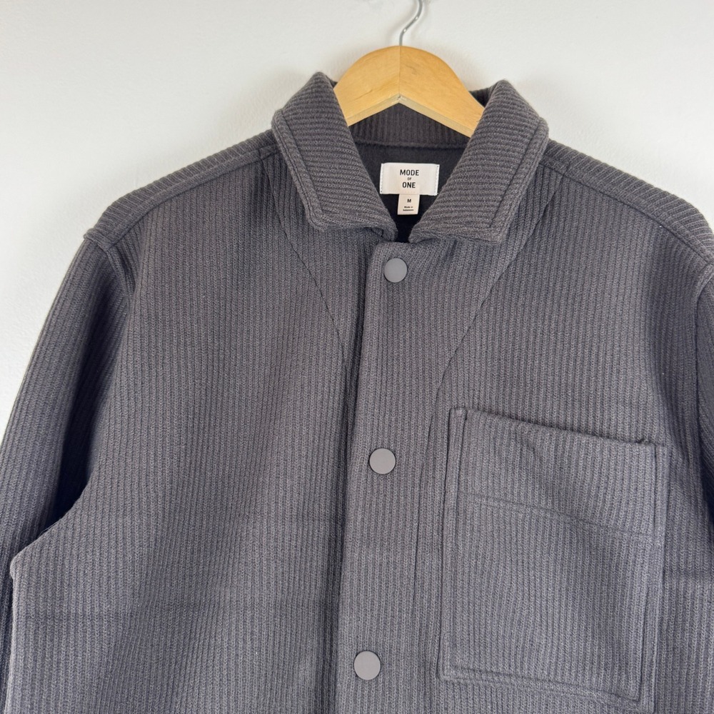 Mode of One Mens Ribbed Knit Snap Front Jacket Jet Grey‎ 100194421MN Medium NWT - Picture 10 of 14